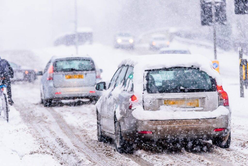 car driving in snow