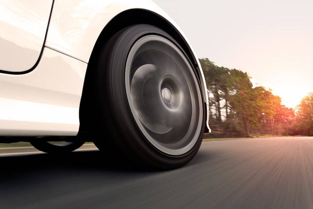 close up on car tyre